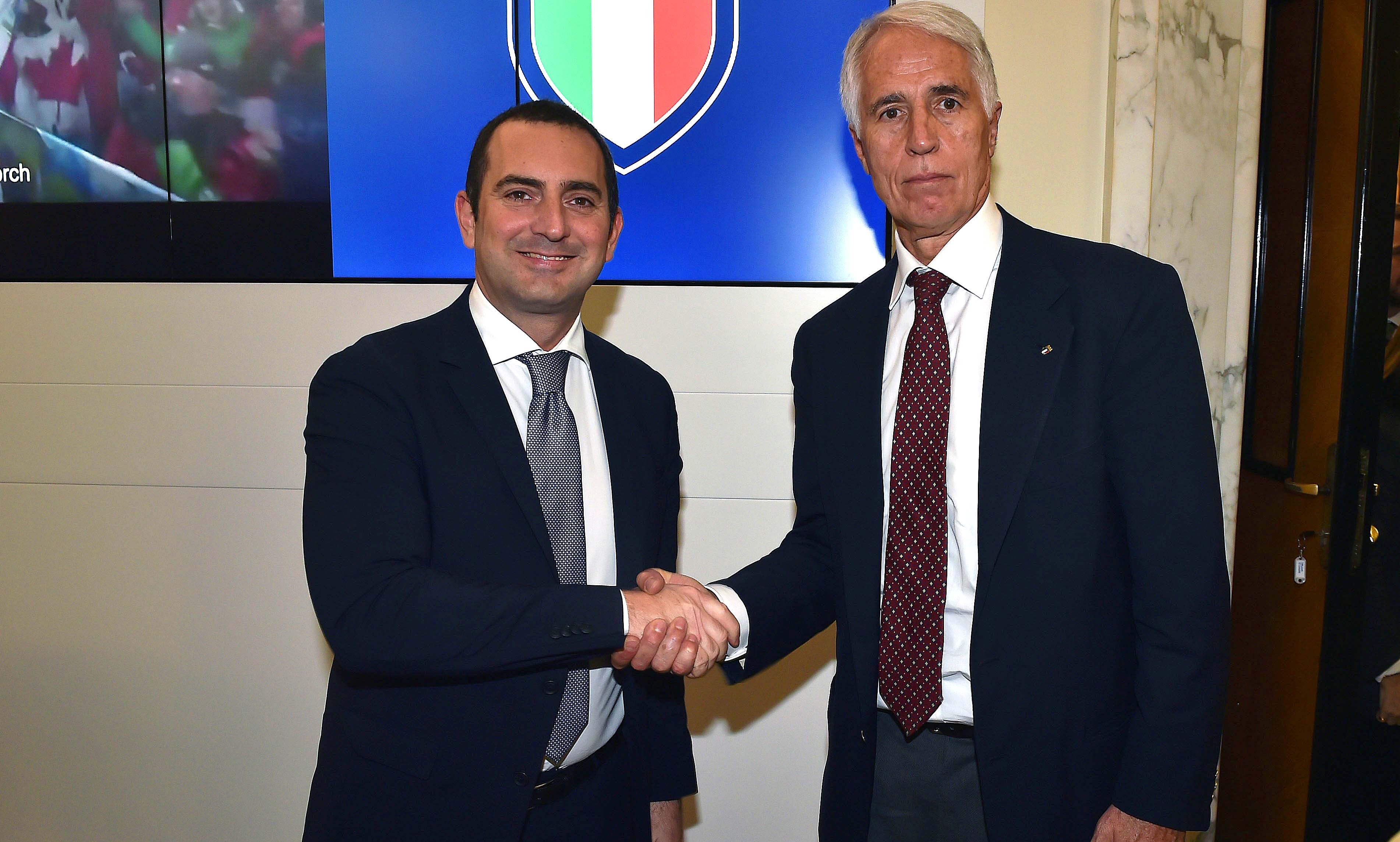 Il Ministro dello sport Spadafora con il presidente del CONI Malagò